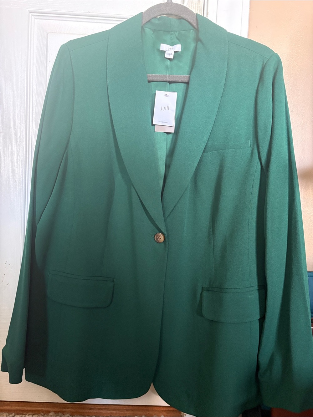 NWT J.Jill Green Single-Button Pocket Blazer